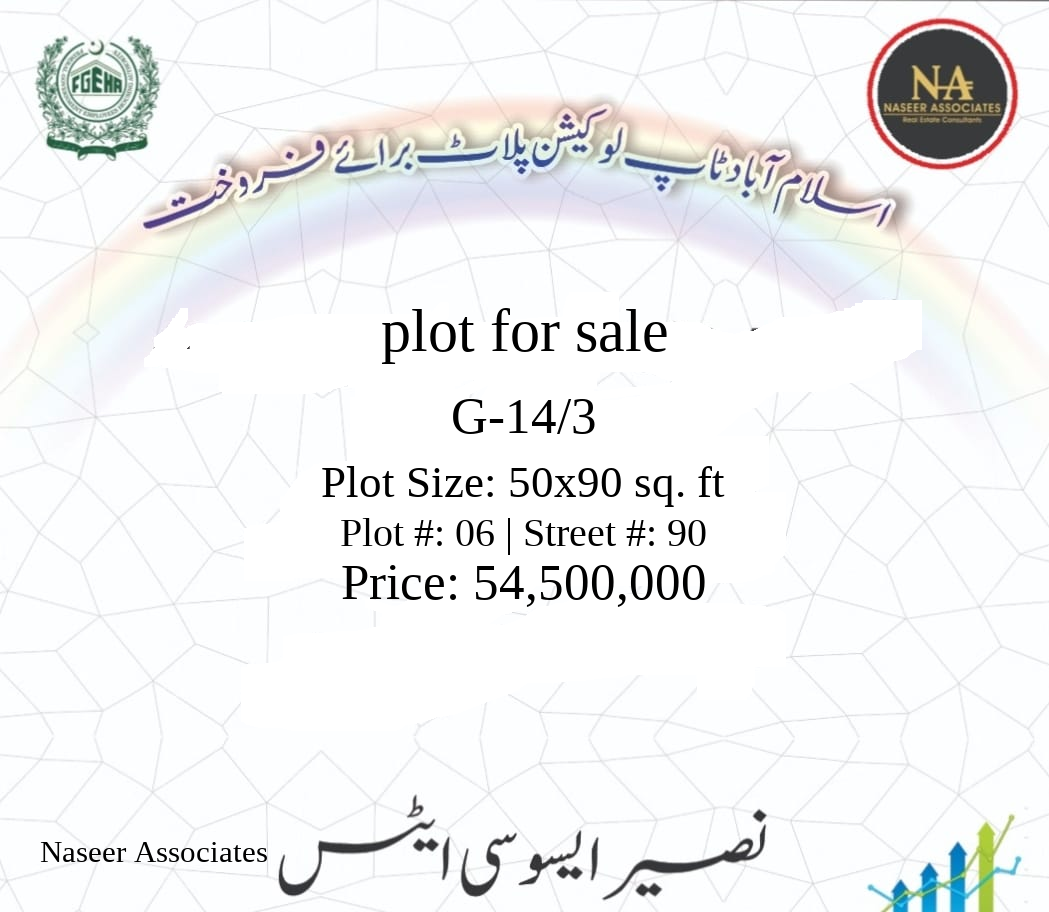 1 Kanal Plot for sale in G-14-3, Islamabad