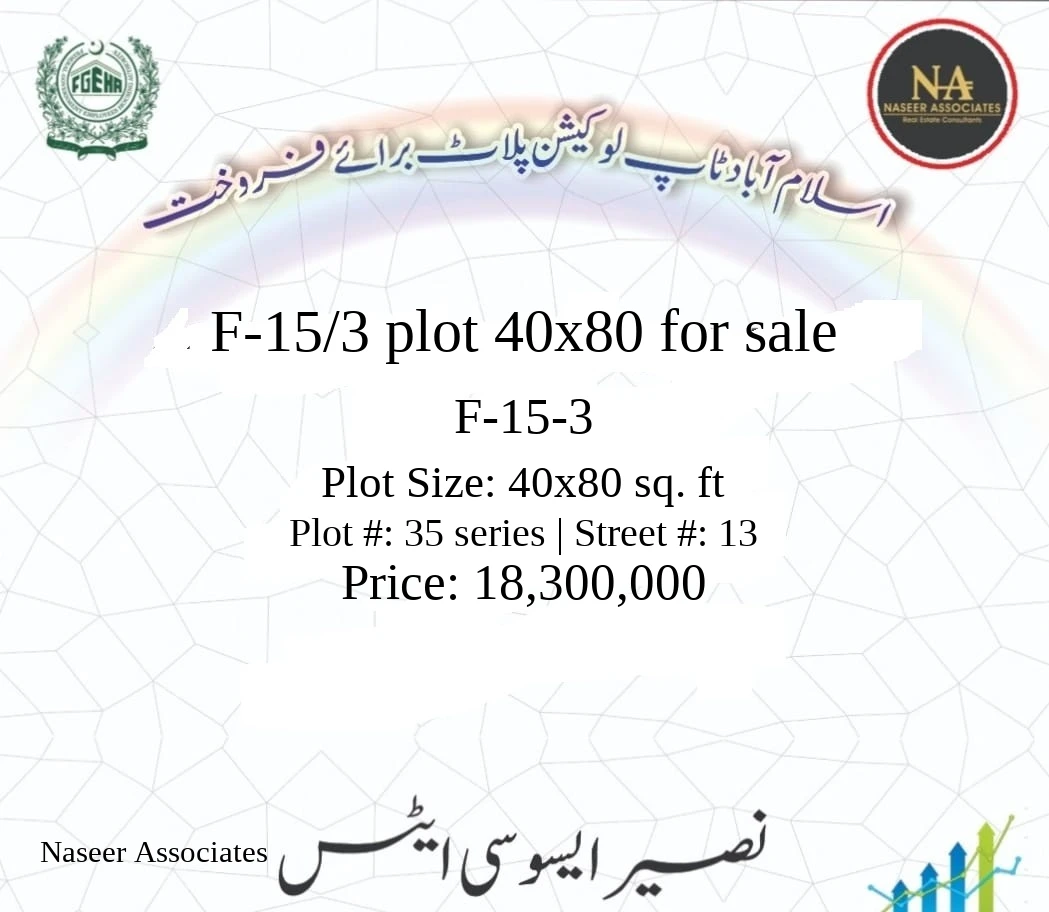 13 Marla Plot for sale in F-15-3, Islamabad