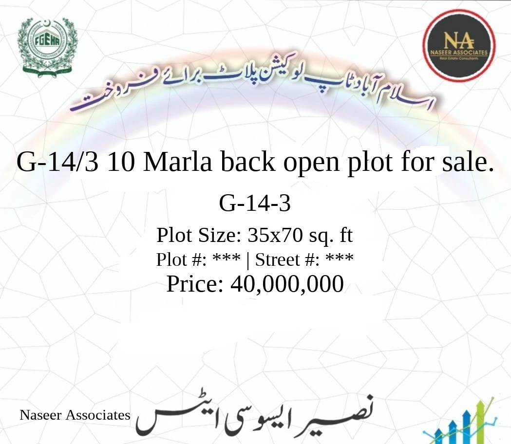 10 Marla Plot for sale in G-14-3, Islamabad