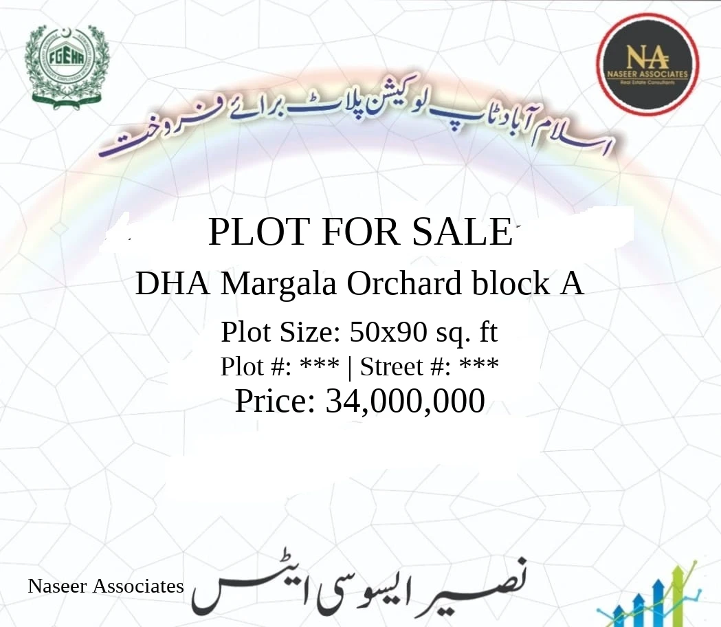 1 Kanal Plot for sale in DHA Margala Orchard block A, Islamabad