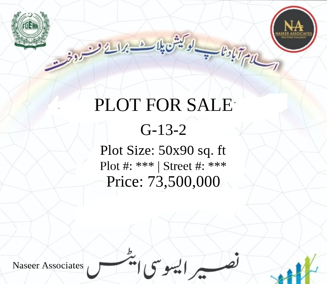 1 Kanal Plot for sale in G-13-2, Islamabad