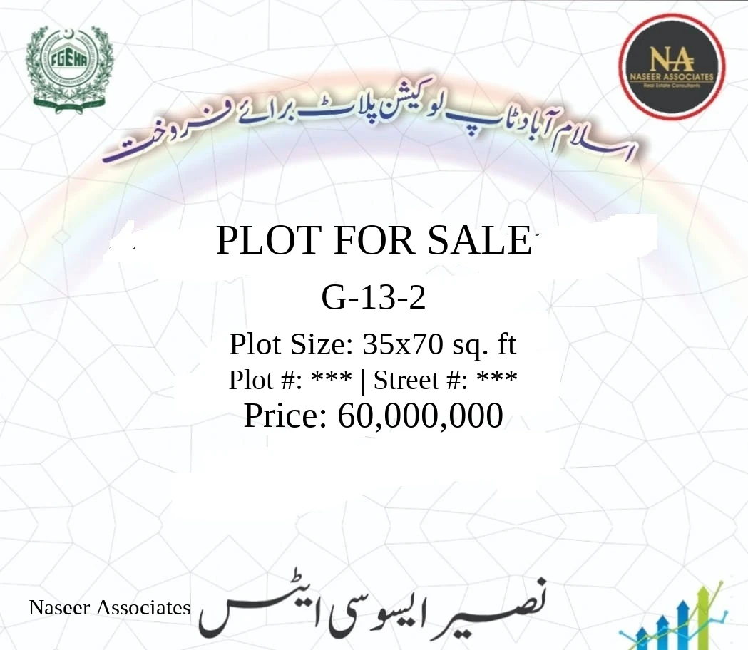 10 Marla Plot for sale in G-13-2, Islamabad